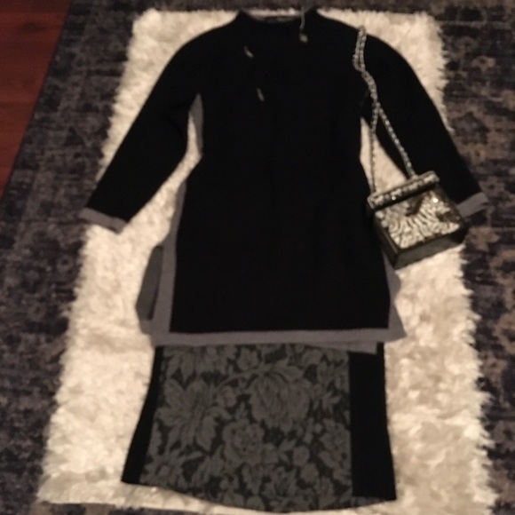 Scapa Lauren Perre Blk & Grays Lined Bodycon Skrt - Picture 2 of 8